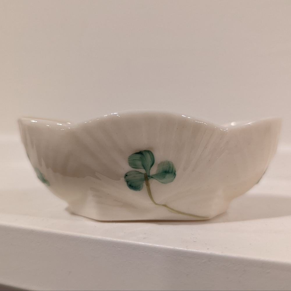 White Bowl with Green Clover Design Fine Irish China